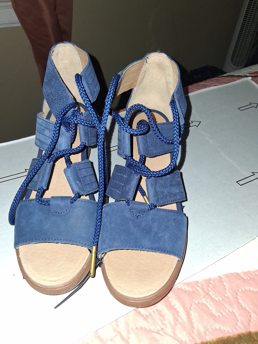 Sorel Blue Suede Lace-Up Women's Sandals